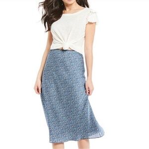 Chelsea & Violet NWOT Blue Micro-Cheetah Print Midi Slip Skirt Size M